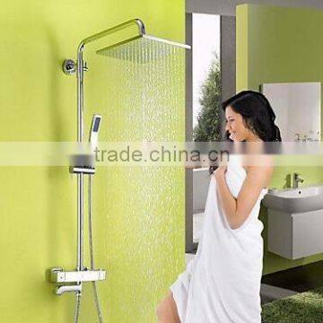 Contemporary Chrome Brass Thermostatic Shower Set with Air Injection Technology Shower Head