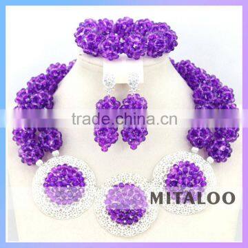 Mitaloo MT0002 African Beads Necklace Earrings Bridal Jewelry Set