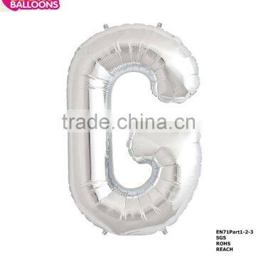 Best selling 34 inch silver jumbo foil alphabet shaped balloons