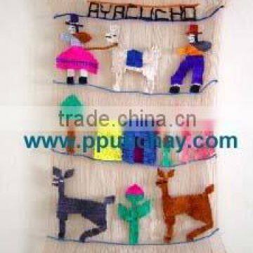 Wool Tapestry / Wool Wall Decor / Wool Wall Hanging 30x23" Peru
