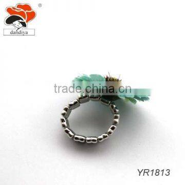 Blue Fabric Flower Handmade Ring Wholesale photo-2