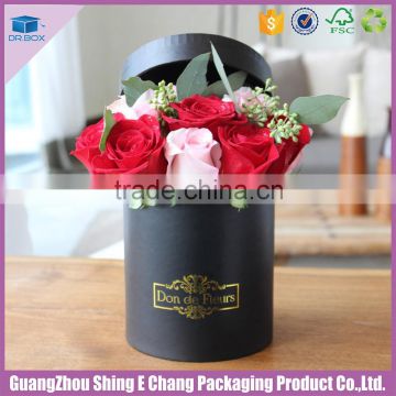 Factory Making Fancy custom logo black color round flower boxes