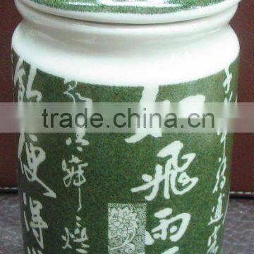 color decal ceramic tea canisters white porcelain storage jar