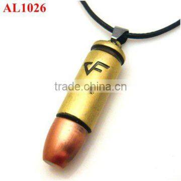 Wholesales men's style bullet charm with leather necklace ,men jewellery 4.5*12.cm