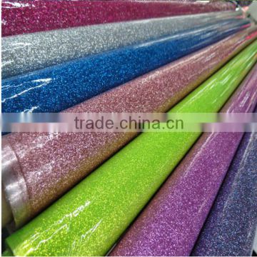 Satin pu leather pu synthetic leather for handbags with glitter meterial