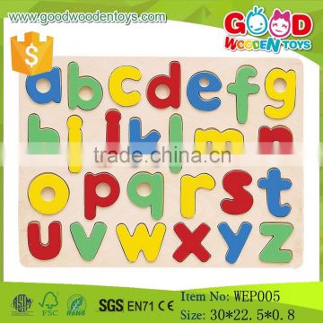 2015 colorful wooden alphabet puzzle toy intelligence wooden toy custom puzzle