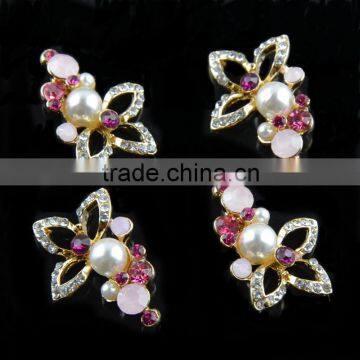 26MM Gold Plating Alloy Flower Pearl Crystal Rhinestone Button For Jewelry Garment Accessory