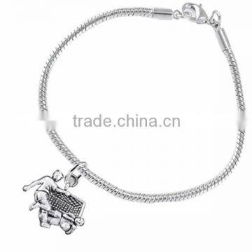 Bright, Polished, Detailed Silver Tone 3D Soccer Goalie Save Charm, Comes On An Intricately Detailed Antiqued Silver Tone Chain photo-3