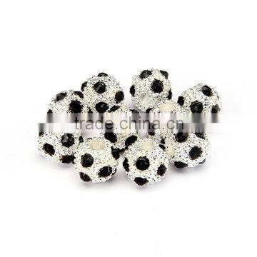 Top Quality 8mm Black Color Metal Style #2 Caystal Rhiestone Ball Shape Shape Spacer Silver Plated 10pcs Per Bag