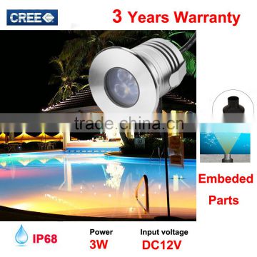 CE FCC and RoHS 3w Ip68 led swimming pool underwater light 12v