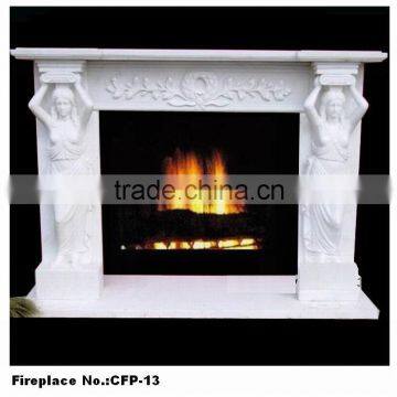 Girl Statue White Marble Carved Fireplace Mantel Ideas