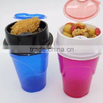 New design large size plastic torch cup with popcorn bucket and straw