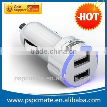 double usb mini car charger with led 5V/2.1A