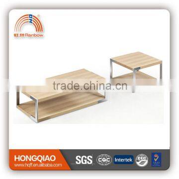 CT-22 ET-22 modern veneer coffee table stainless steel end table wood table tops                        
                                                Quality Choice