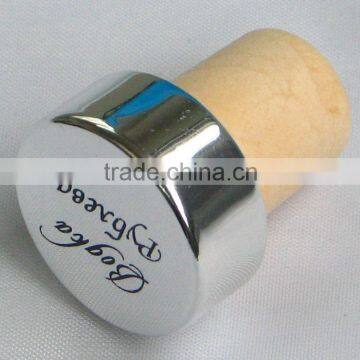 silver-black logo silver cap & cork bottle stopper & wine cork stopper