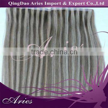 100% Natural PU skin human hair weft,hand tied skin weft