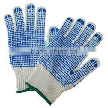 Nylon knitted gloves with PVC dots on two side