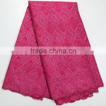 Latest Lace 2015 Embroidered Cotton Voile Fabric Royal Blue Swiss Cotton Lace Fabric photo-6