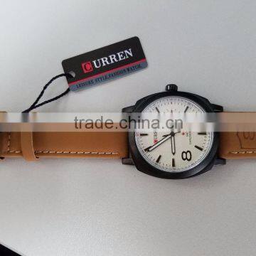 2015 Waterproof Sport Style Man Original Curren Watches Luxury Band Leather Strap Quartz Clock 43mm Dial Vintage photo-3
