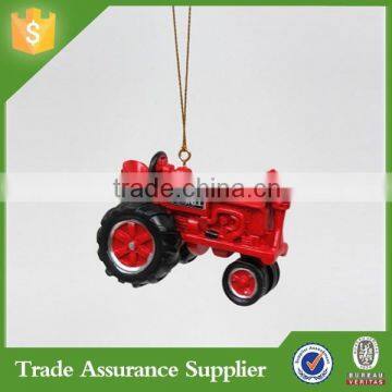 Polyresin hanging tractor xmas ornaments custom