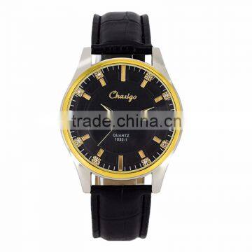 Chaxigo classic leather watch men fashion charm slim quartz watch