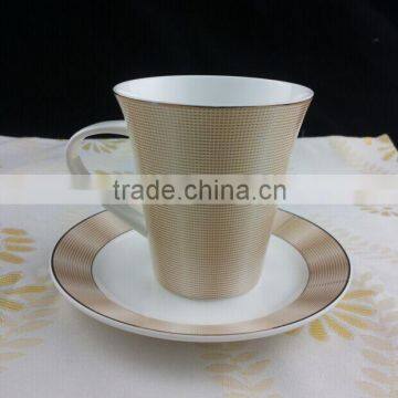 350ml Gloden Color Mug Cup and Saucer photo-4