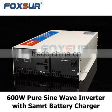 FOXSUR 600W peak power 1200w 12V 110V/220V UPS Pure Sine Wave Power Inverter with 3-stage Battery Charger