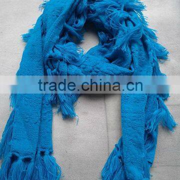 The Newest Fashion Women's Special Tuck Stitch Knitting Soft Acrylic Sloppy Tassel Scarf