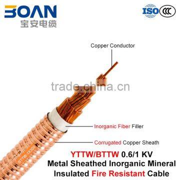 BTTW/YTTW, Fire Resistant Cable, 0.6/1 KV, 1/C, Inorganic Mineral Insulated Corrugated Copper Sheathed Cable