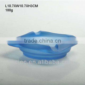 blue square glass ashtray