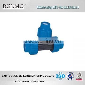 Plastic Pipe quick connector PP compression fittings equal tee for irrigation 20mm to 110mm PN16