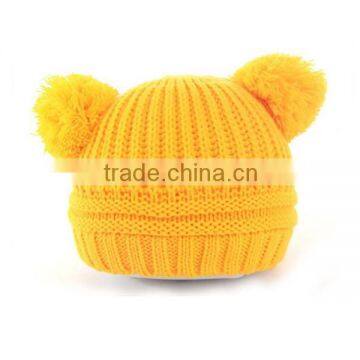 New Design Custom Knitted Pom Beanie Hat For Baby