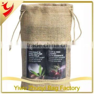 Wholesale Jute Large Drawstring Bags with Window