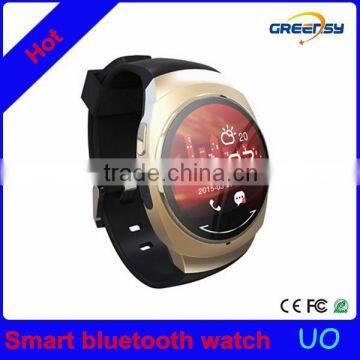 GR-UO High quality Smart Bluetooth Watch with round shape sedentary Remind Intelligent Remote Control for Galaxy S6 Edge HTC