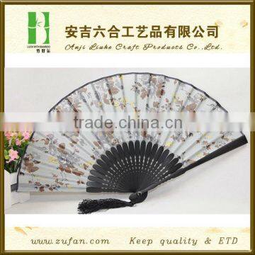 OEM adveritising bamboo fan with colorful flowers,gift fan,bamboo silk fan