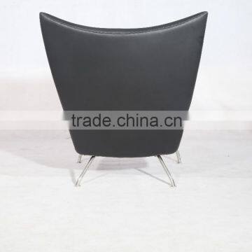 Hans Wegner Leather High Wingback Chair Wing Lounge Chair With Footrest Supplier's Choice photo-5