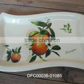 Restaurant Big Kitchen Ceramic Dinner Serving Plate in Irregular Rectangle Shape