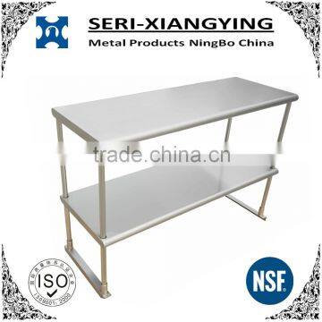 NSF Approval Stainless Steel Kitchen Work Table Double Tier Overshelf/Table Mounted Shelf