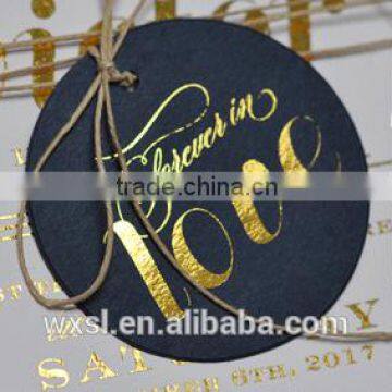 custom luxury gold foil garment hang tag/price tags for handbags