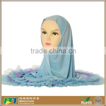 Womens Muslim Blue Lace Viscose Arab Hijab Scarf Wholesale
