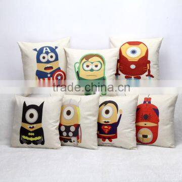 Cartoon Minions Pillow Cases The Avengers Print Linen Cushion Home Office Decor Throw Pillow Cover New