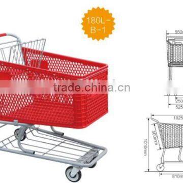 RH-SMP180 (B) 180L 1025*550*1010mm 5''PU Wheels Unfolding plastic grocery trolley