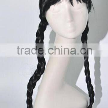 Long black Wig with two braid N332