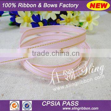 2015 Wholesale 10mm Satin Ribbon With Silver Golden Border photo-3
