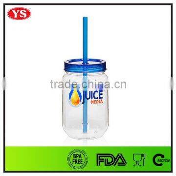 Bpa Free 26oz Plastic Mason Jar Mug for Beer With Straw