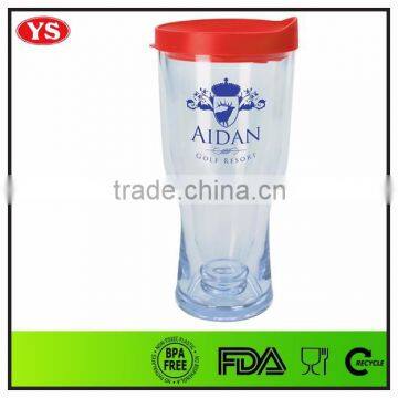 Bpa Free Double Wall 14 oz Beer Drinking Cup With Pink Lid