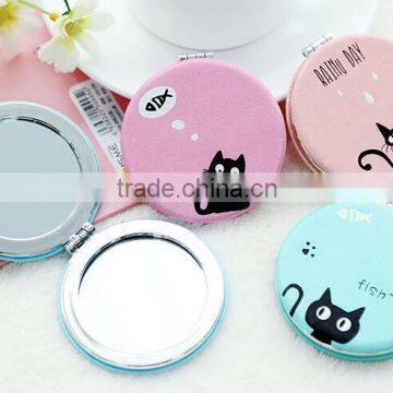 PU leather handmade foldable beauty folding compact cosmetic mirror for girls