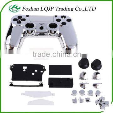 for PS4 Front Back Housing Controller Shell Polished Glossy Case Skin Cover Controller Grip Handle (Silver Color) for Ps4