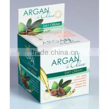 Face Cream Argan and Olive Day Anti-Aging - 50ml. Paraben Free. Made in EU. Private Label