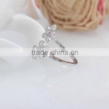 2015 Fashion 925 Sterling Silver Ring Twins Sunflower Desing Zircon Pave Setting Open Ring photo-3
